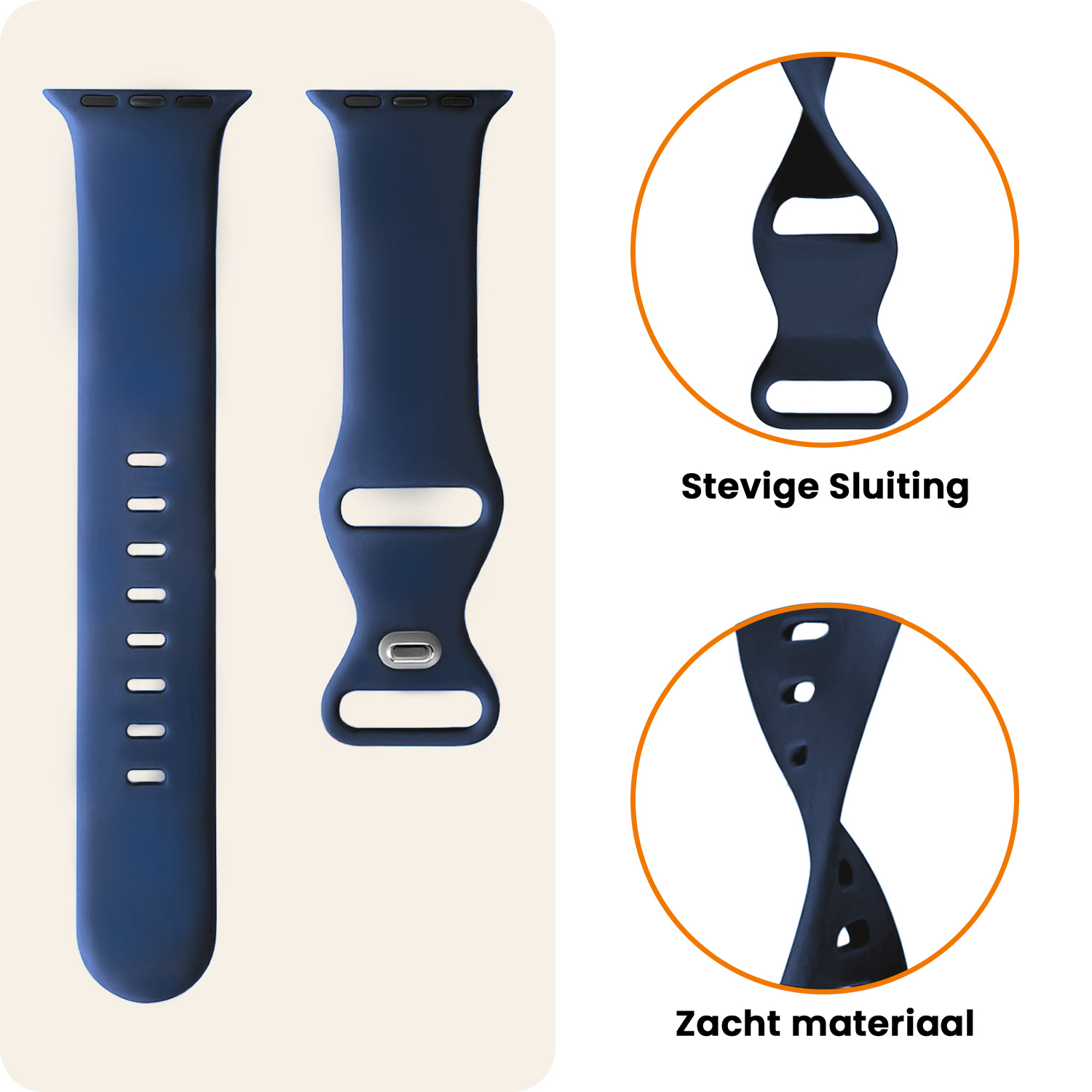 Nomfy Nomfy Apple Watch Bandje Siliconen Verstelbaar (42/44/45/46 mm) - Donkerblauw