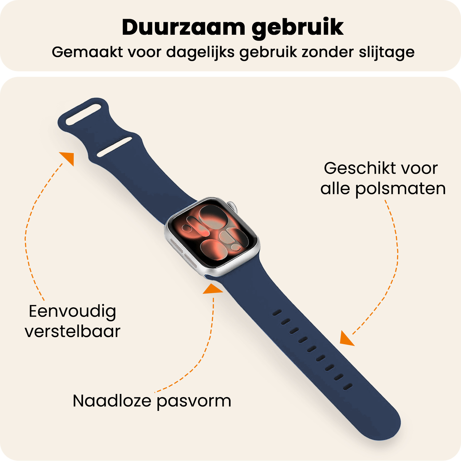 Nomfy Nomfy Apple Watch Bandje Siliconen Verstelbaar (42/44/45/46 mm) - Donkerblauw
