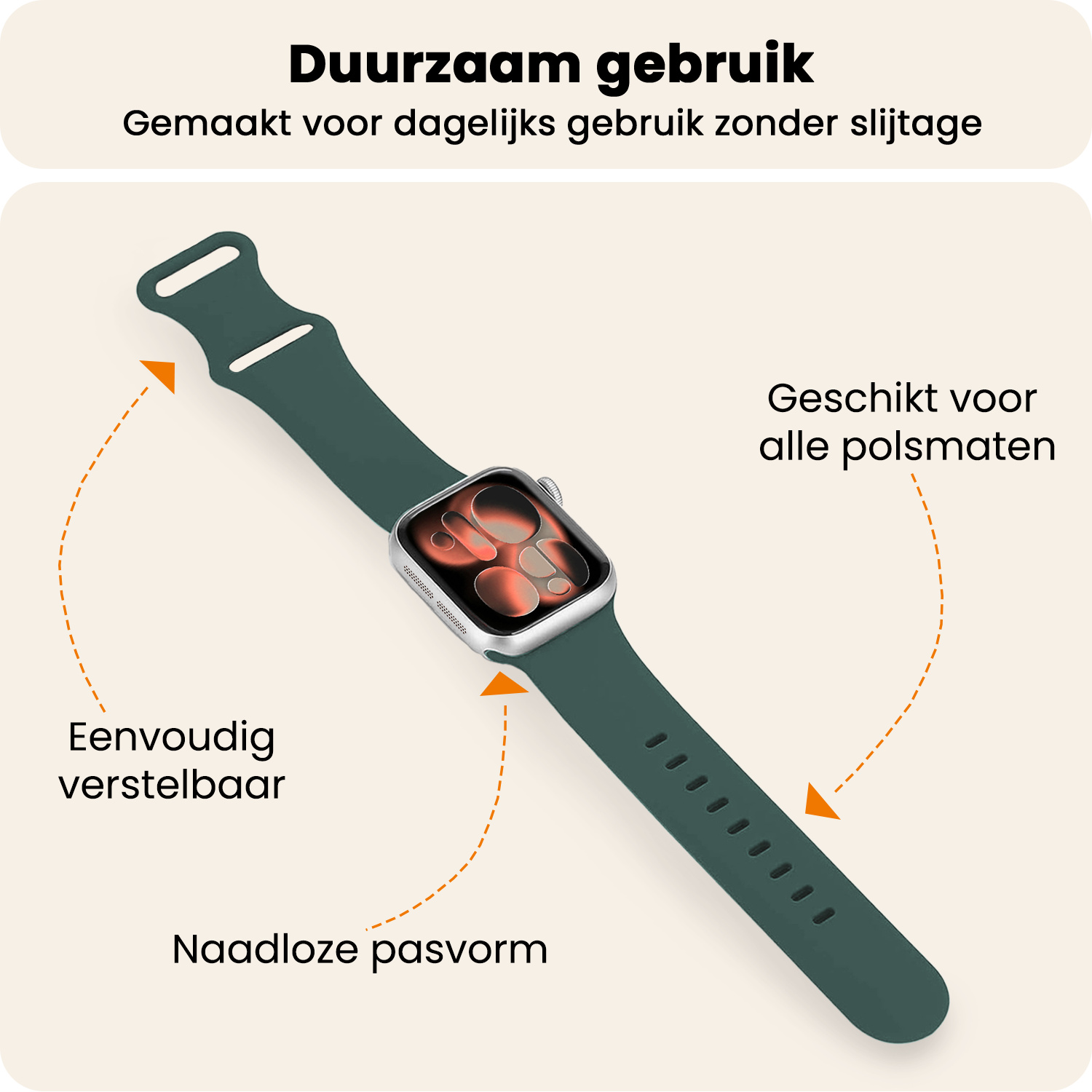 Nomfy Nomfy Apple Watch Bandje Siliconen Verstelbaar (42/44/45/46 mm) - Donkergroen