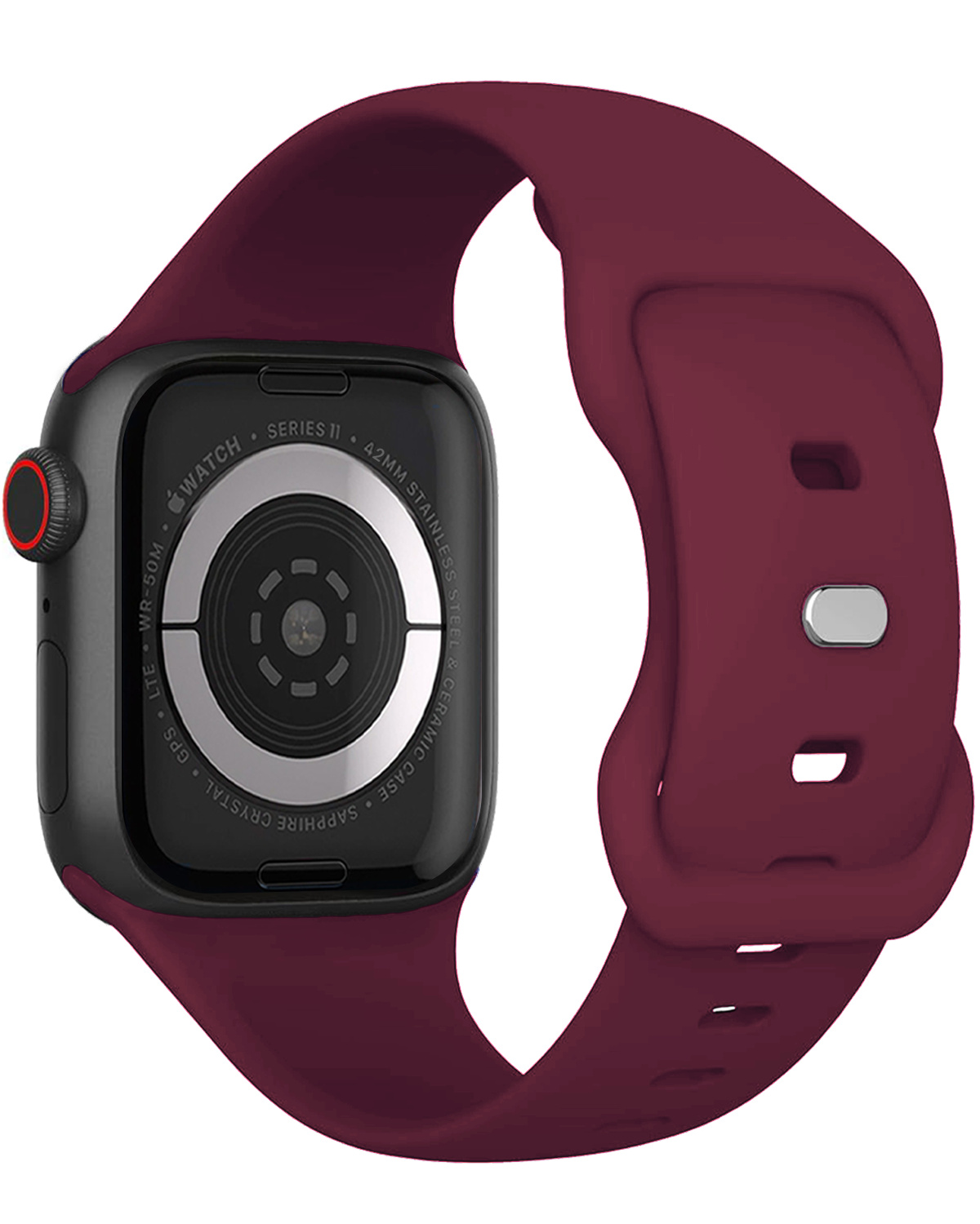 Nomfy Nomfy Apple Watch Bandje Siliconen Verstelbaar (42/44/45/46 mm) - Donker Rood