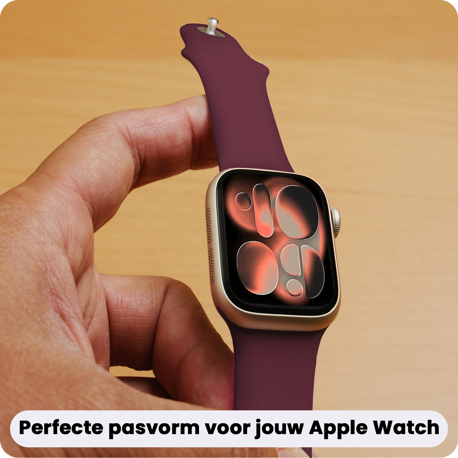 Nomfy Nomfy Apple Watch Bandje Siliconen Verstelbaar (42/44/45/46 mm) - Donker Rood