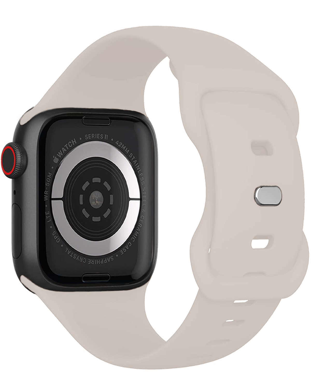 Nomfy Nomfy Apple Watch Bandje Siliconen Verstelbaar (42/44/45/46 mm) - Ivoor