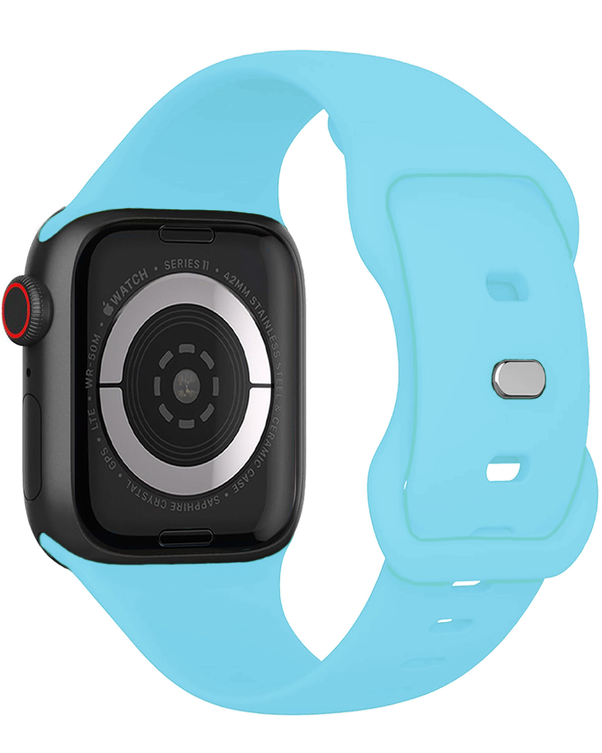 Nomfy Nomfy Apple Watch Bandje Siliconen Verstelbaar (42/44/45/46 mm) - Lichtblauw