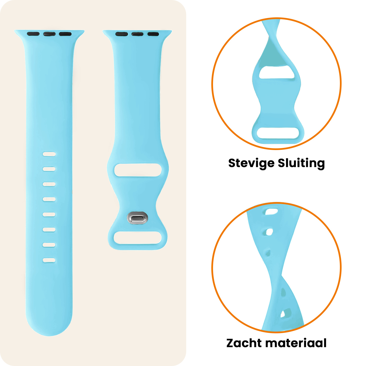Nomfy Nomfy Apple Watch Bandje Siliconen Verstelbaar (42/44/45/46 mm) - Lichtblauw