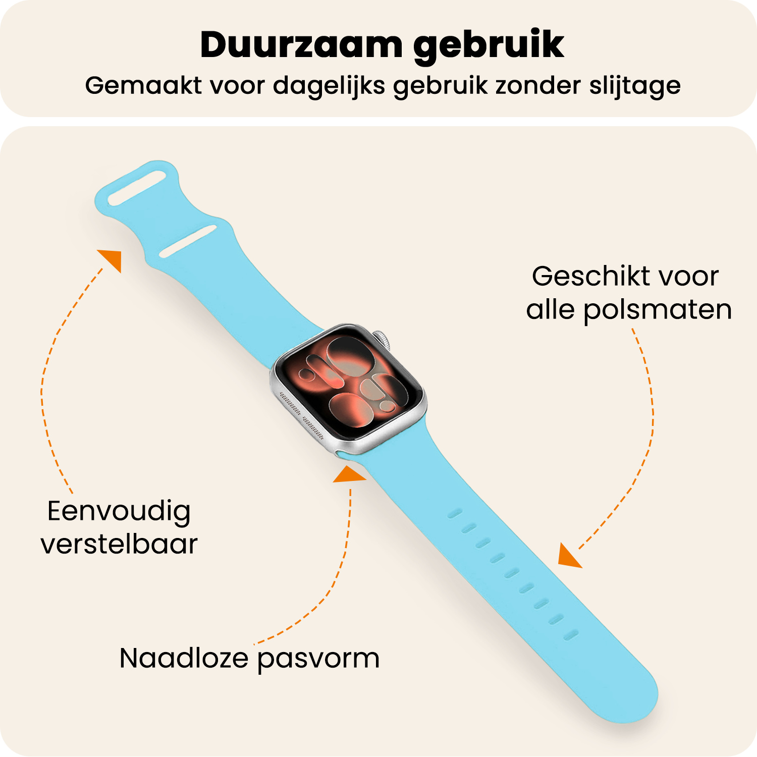 Nomfy Nomfy Apple Watch Bandje Siliconen Verstelbaar (42/44/45/46 mm) - Lichtblauw