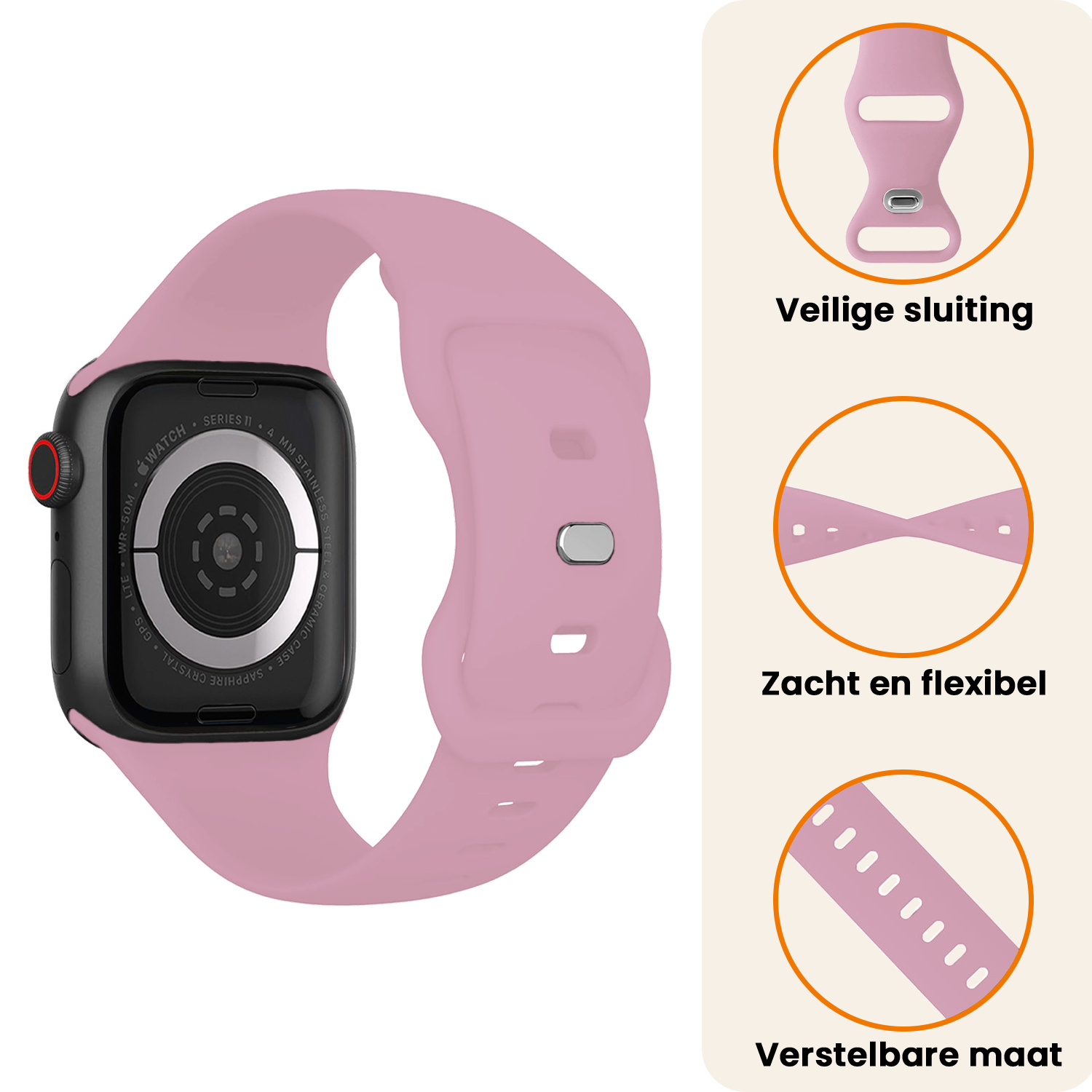Nomfy Nomfy Apple Watch Bandje Siliconen Verstelbaar (42/44/45/46 mm) - Lila
