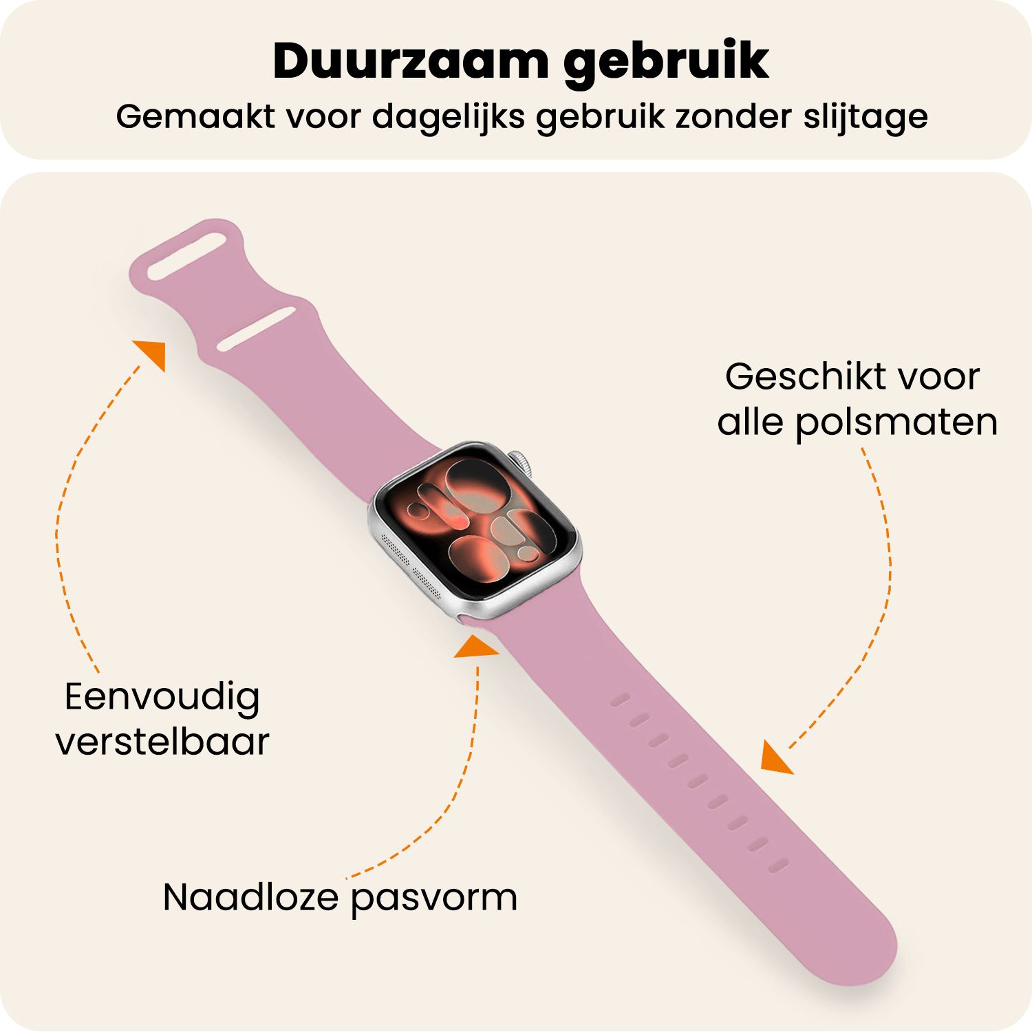 Nomfy Nomfy Apple Watch Bandje Siliconen Verstelbaar (42/44/45/46 mm) - Lila