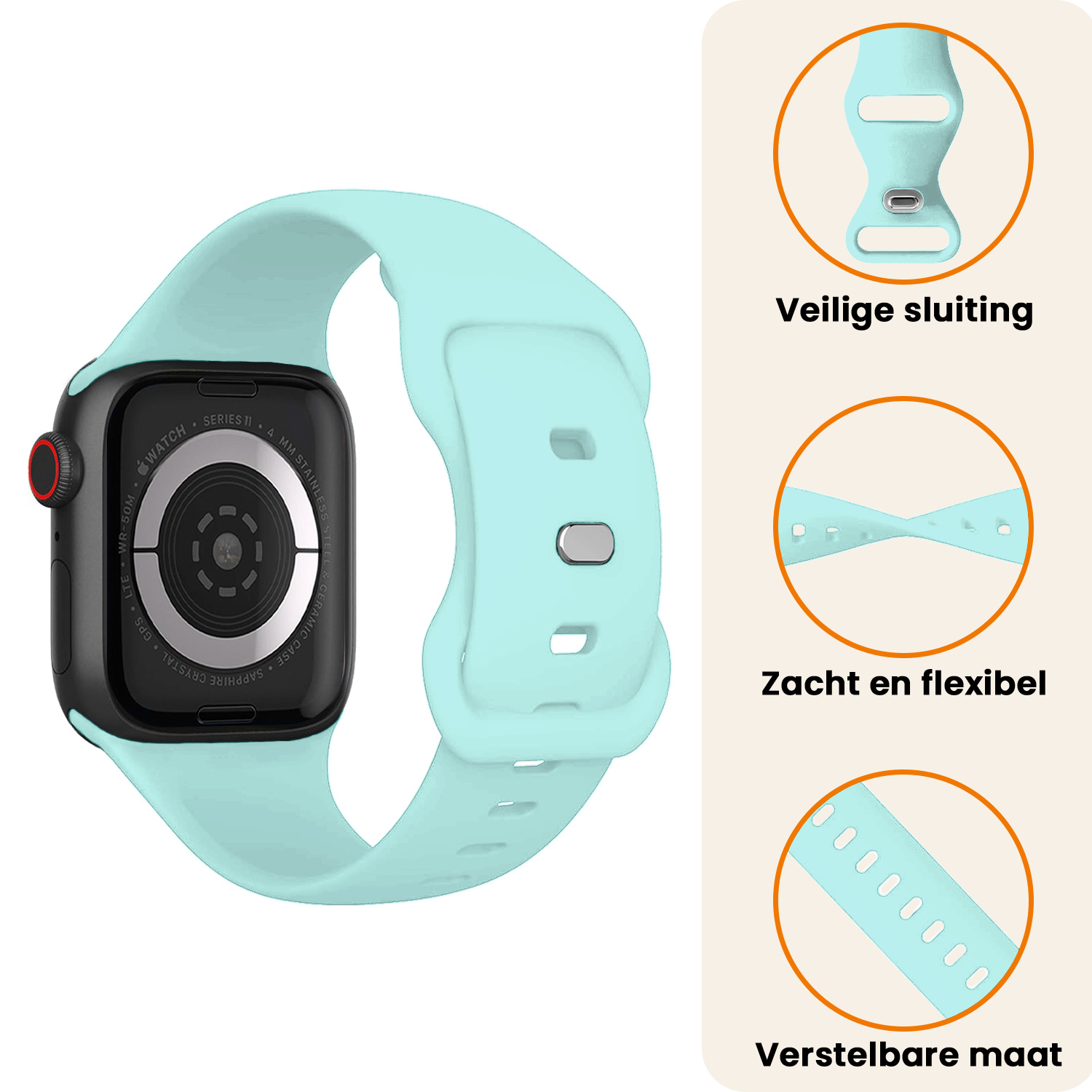 Nomfy Nomfy Apple Watch Bandje Siliconen Verstelbaar (42/44/45/46 mm) - Oud Roze