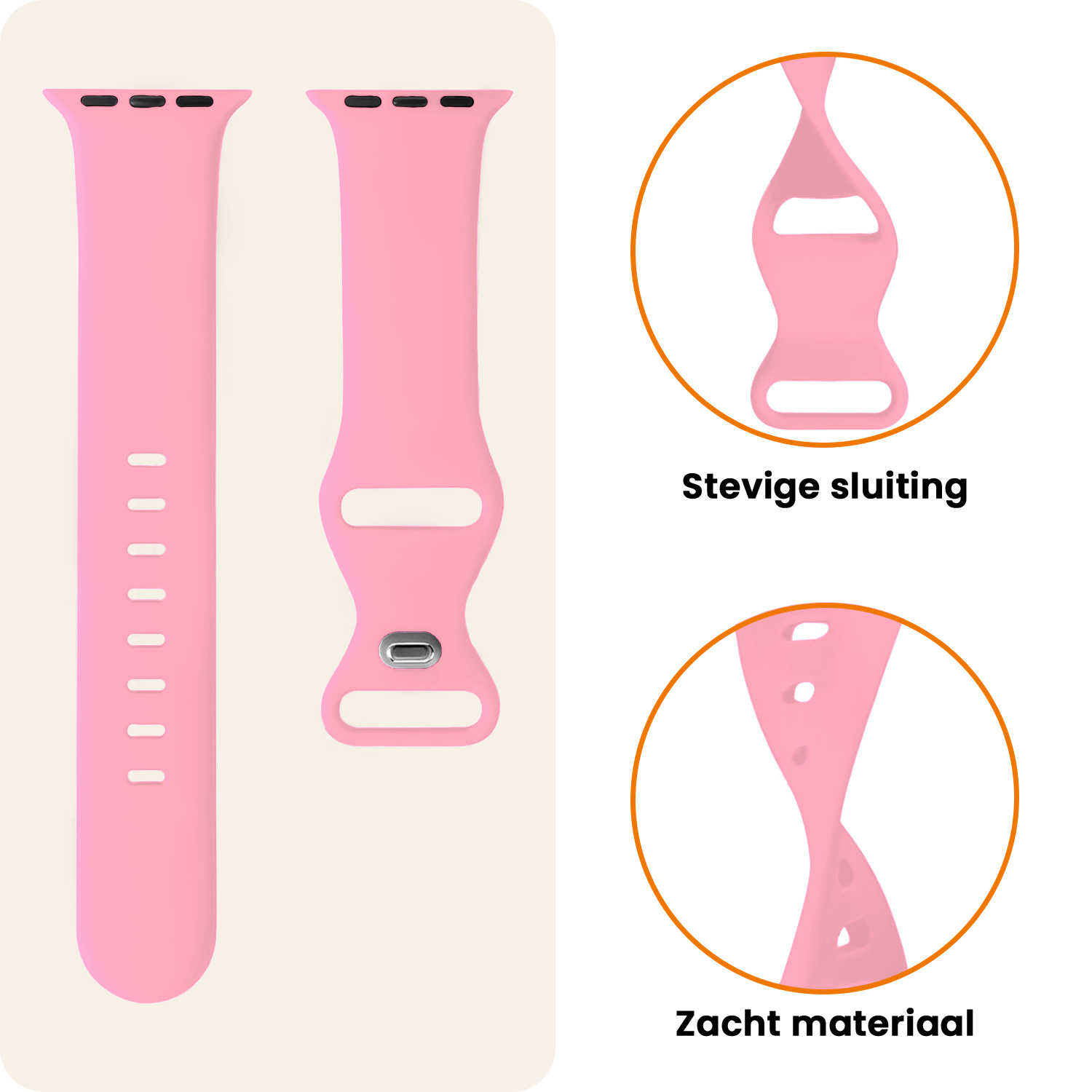 Nomfy Nomfy Apple Watch Bandje Siliconen Verstelbaar (42/44/45/46 mm) - Roze
