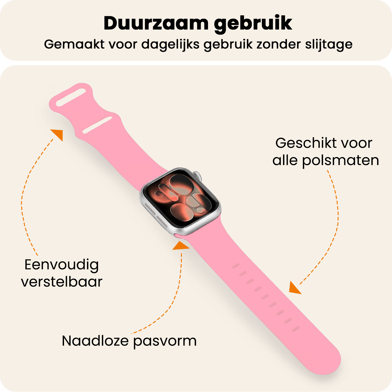 Nomfy Nomfy Apple Watch Bandje Siliconen Verstelbaar (42/44/45/46 mm) - Roze