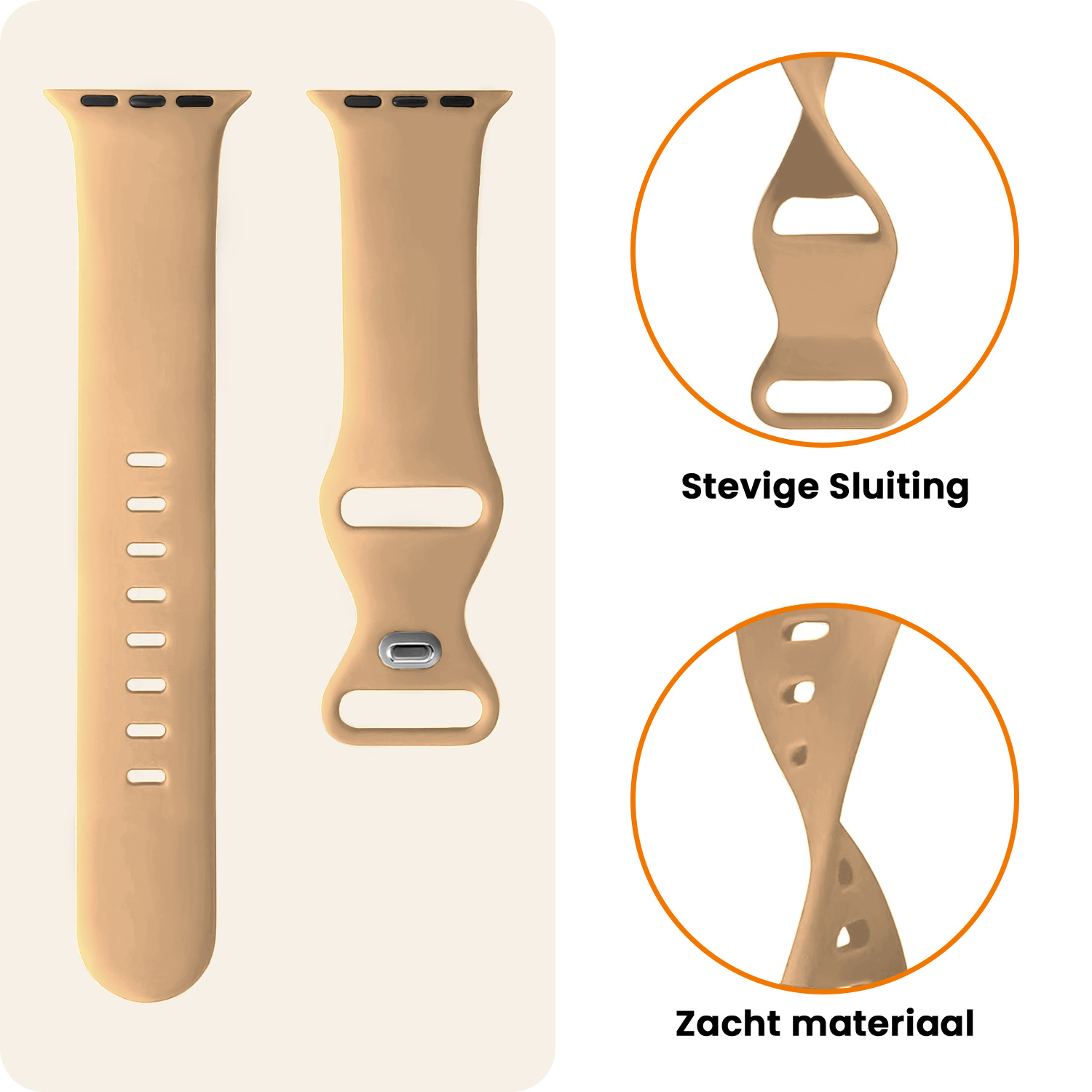 Nomfy Nomfy Apple Watch Bandje Siliconen Verstelbaar (42/44/45/46 mm) - Walnoot