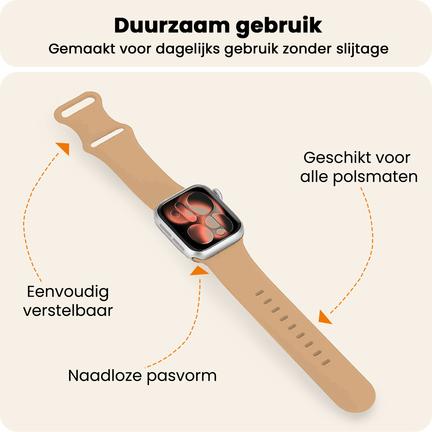 Nomfy Nomfy Apple Watch Bandje Siliconen Verstelbaar (42/44/45/46 mm) - Walnoot