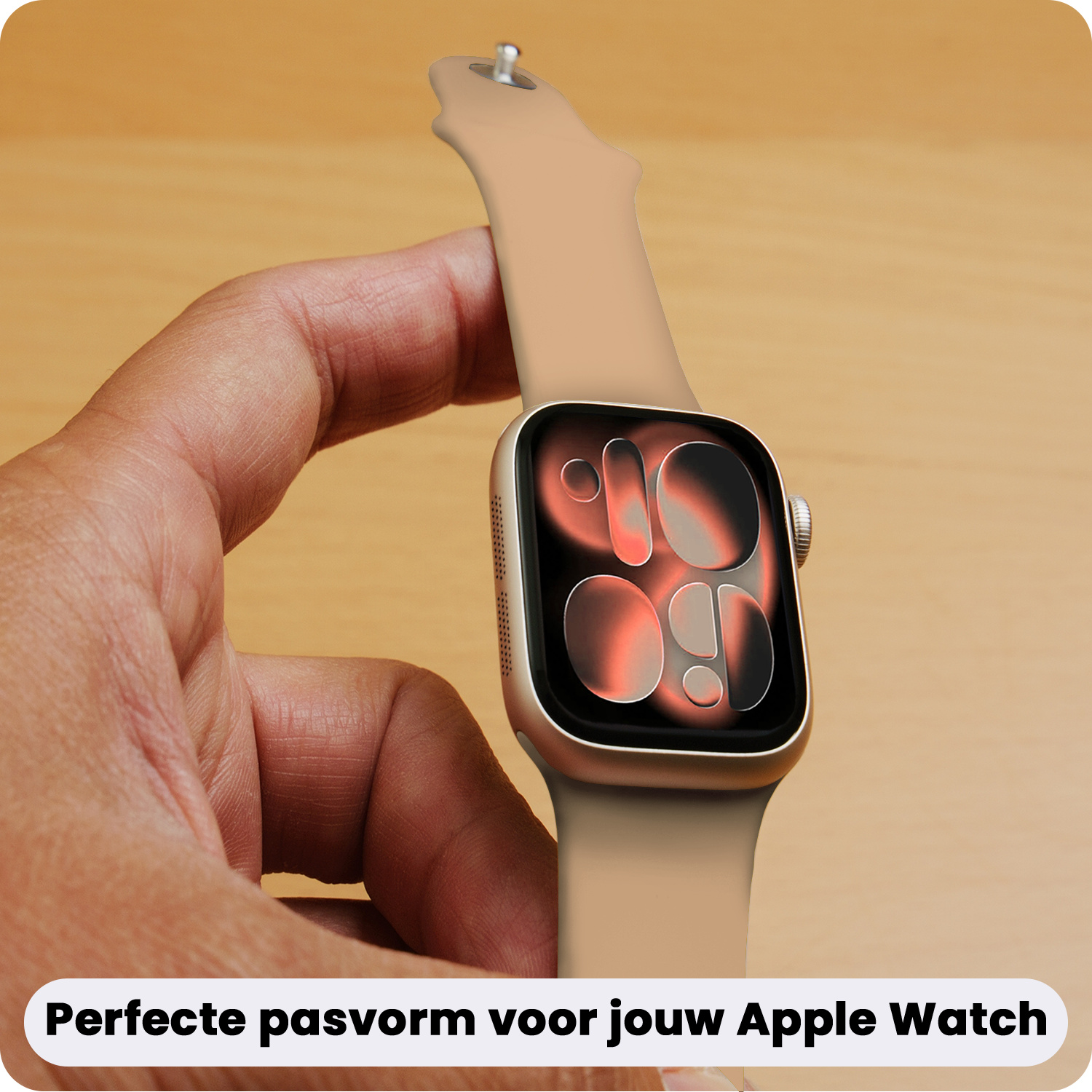 Nomfy Nomfy Apple Watch Bandje Siliconen Verstelbaar (42/44/45/46 mm) - Walnoot