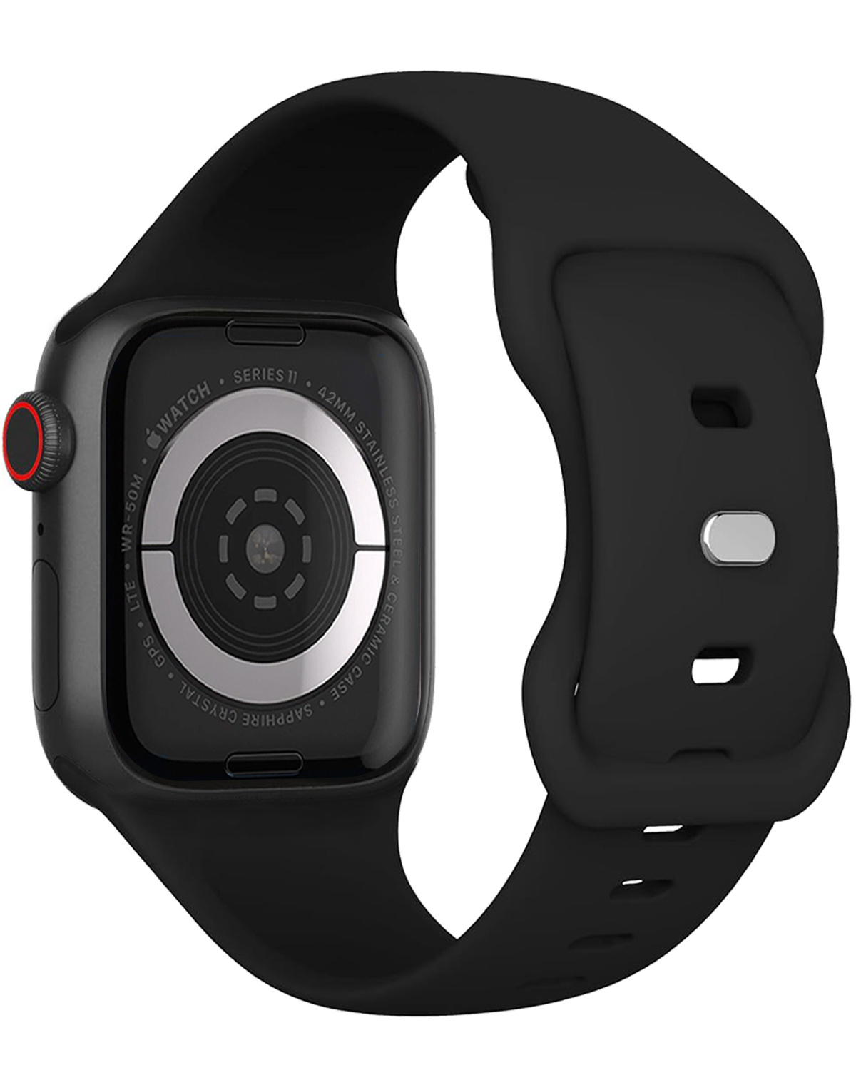 Nomfy Nomfy Apple Watch Bandje Siliconen Verstelbaar (42/44/45/46 mm) - Zwart