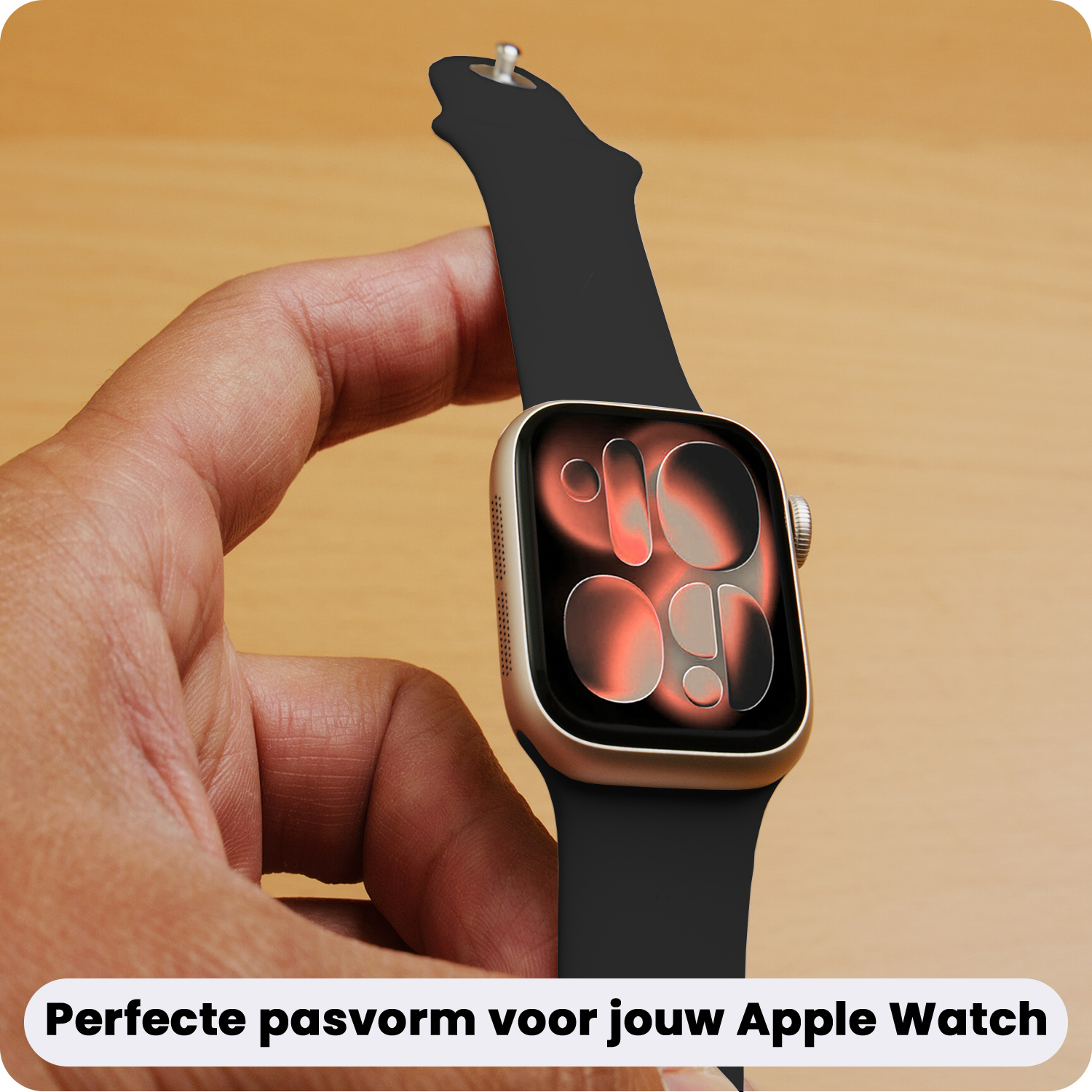 Nomfy Nomfy Apple Watch Bandje Siliconen Verstelbaar (42/44/45/46 mm) - Zwart