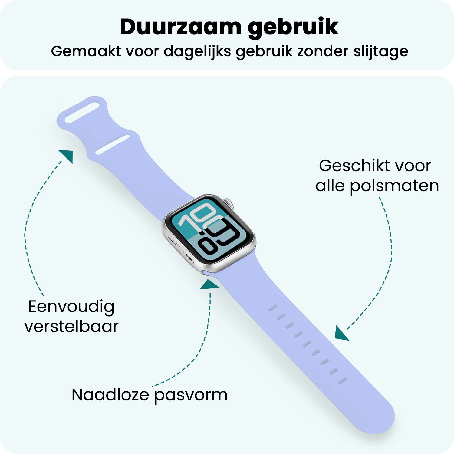 Forterra Forterra Apple Watch Bandje Siliconen Verstelbaar (38/40/41 mm) - Baby Blauw