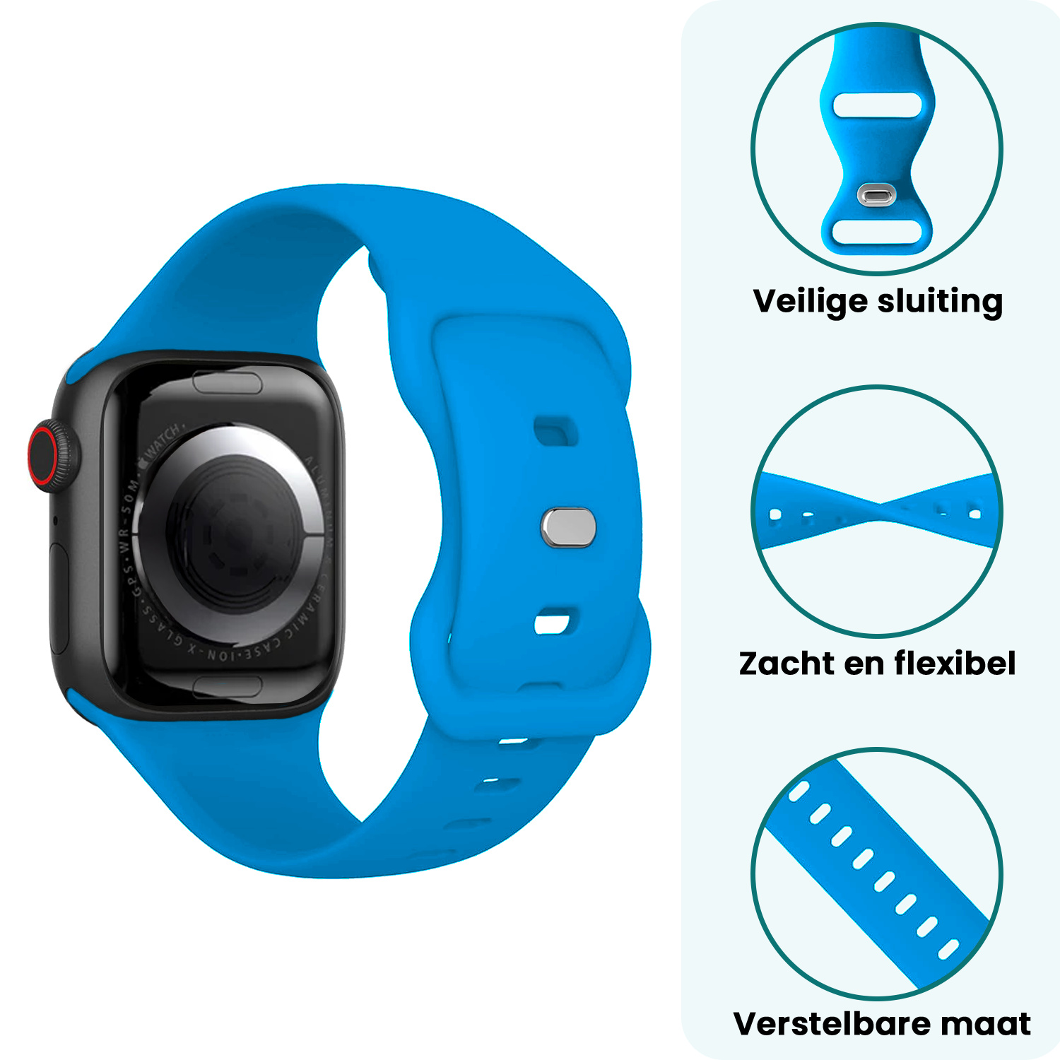 Forterra Forterra Apple Watch Bandje Siliconen Verstelbaar (38/40/41 mm) - Blauw