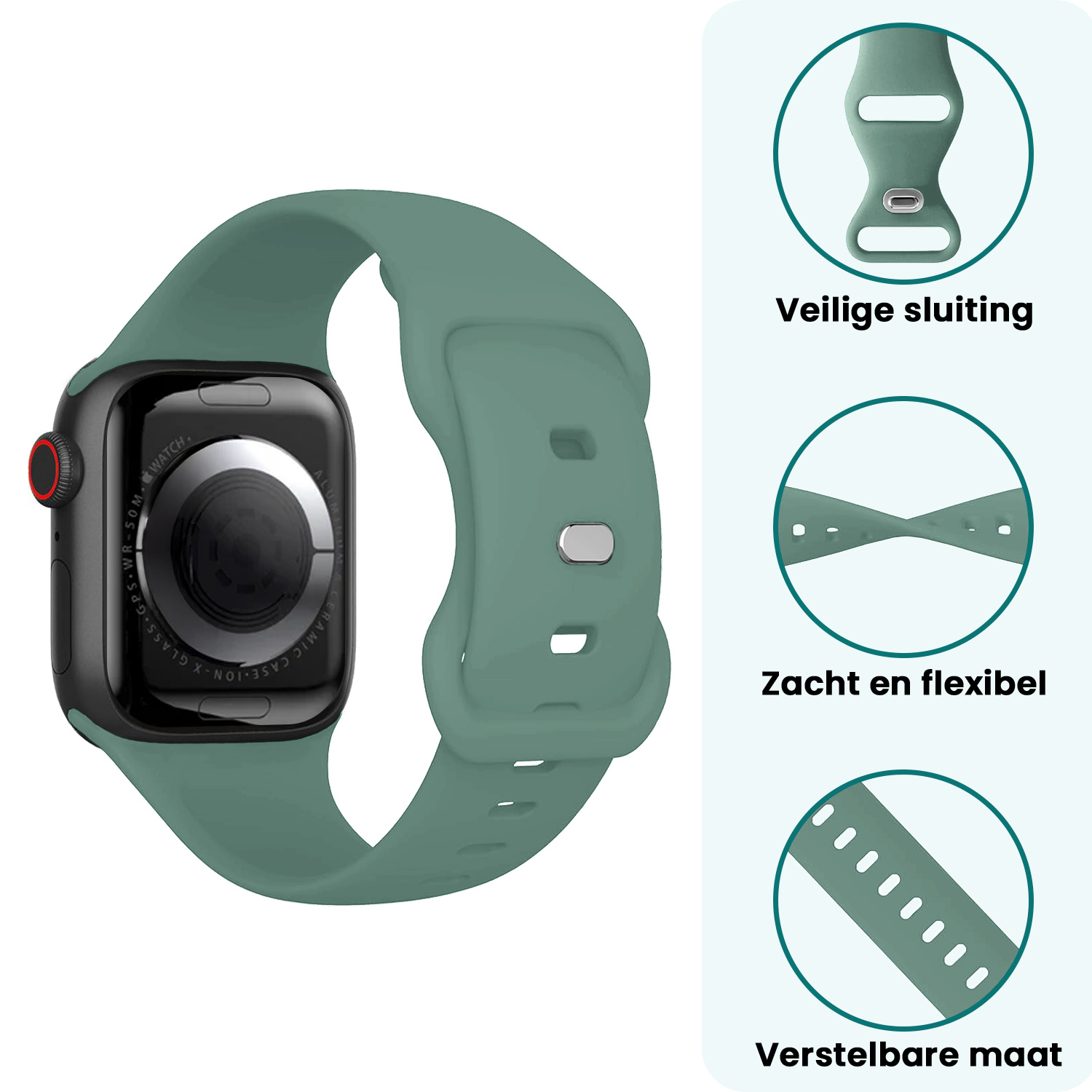 Forterra Forterra Apple Watch Bandje Siliconen Verstelbaar (38/40/41 mm) - Cactus