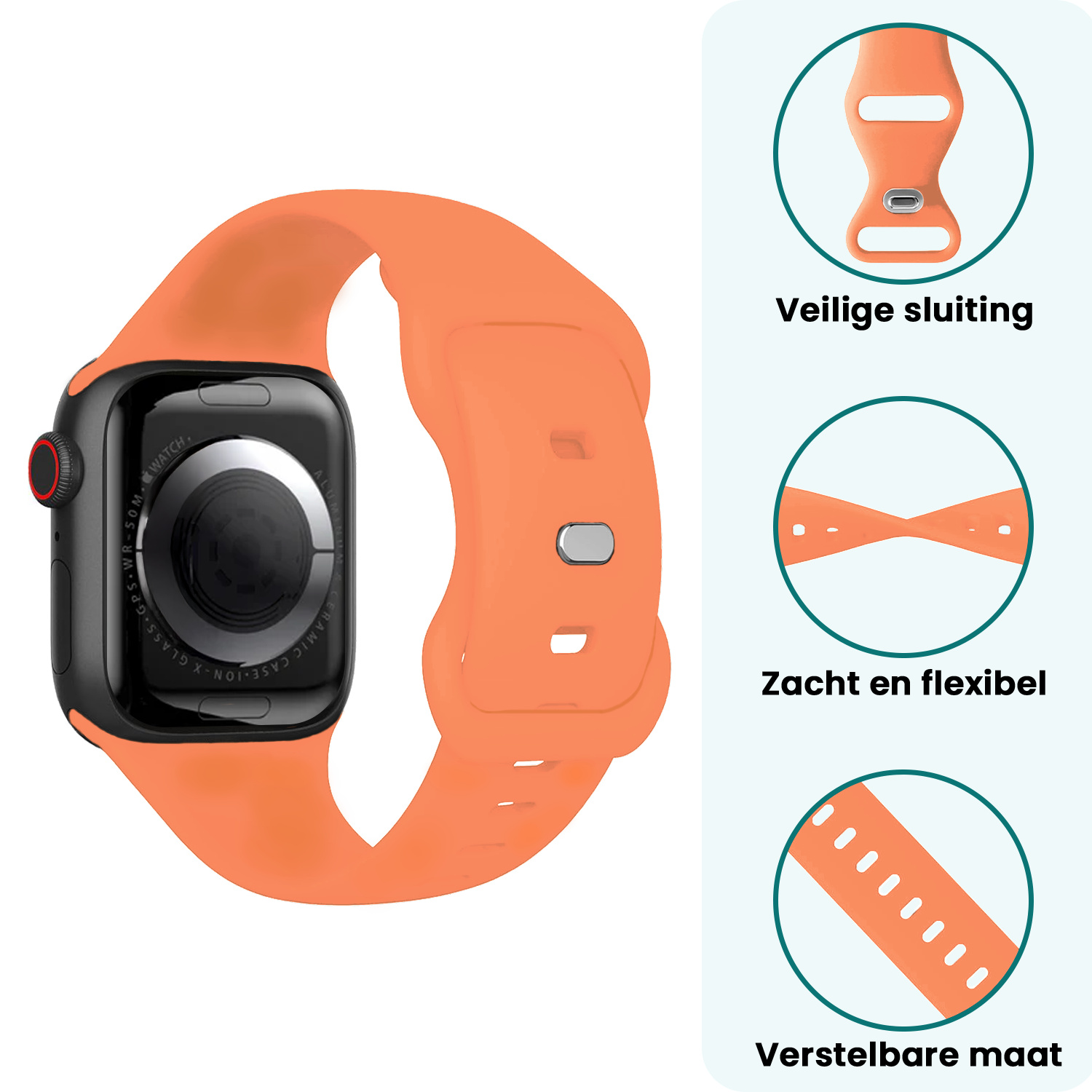 Forterra Forterra Apple Watch Bandje Siliconen Verstelbaar (38/40/41 mm) - Calendula