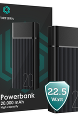 Forterra Forterra Powerbank 20000 mAh 3 Apparaten Tegelijk Opladen – Powerbanks Quick Charge 22.5W Universeel Snellader Noodpakket - Zwart