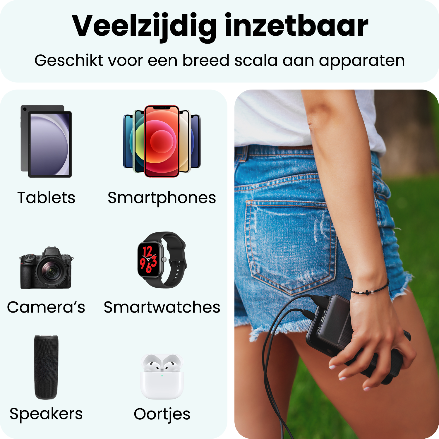 Forterra Forterra Powerbank 20000 mAh 3 Apparaten Tegelijk Opladen – Powerbanks Quick Charge 22.5W Universeel Snellader Noodpakket - Zwart