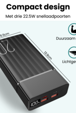 Forterra Forterra Powerbank 20000 mAh 3 Apparaten Tegelijk Opladen – Powerbanks Quick Charge 22.5W Universeel Snellader Noodpakket - Zwart