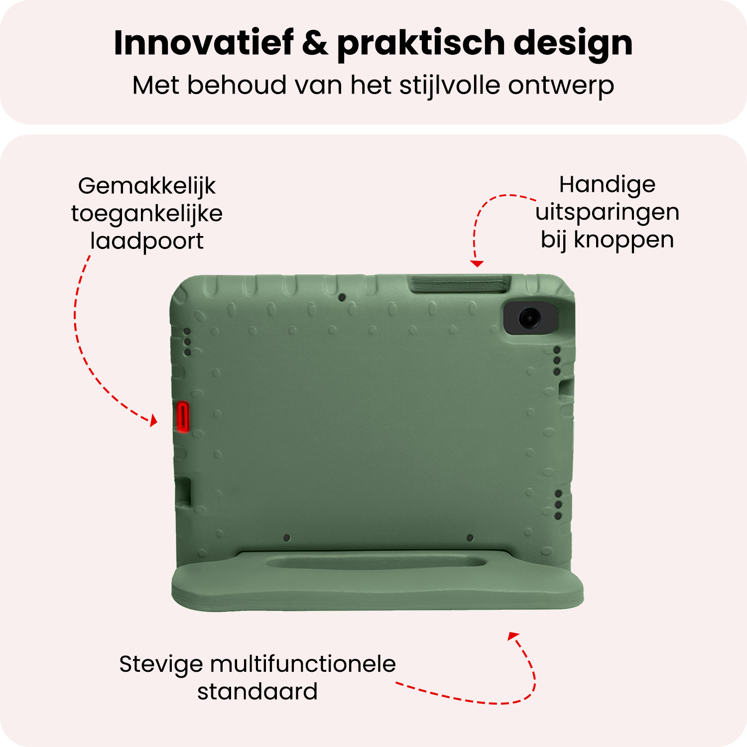 NoXx NoXx Samsung Galaxy Tab A11 Kinderhoes Met Screenprotector - Donkergroen