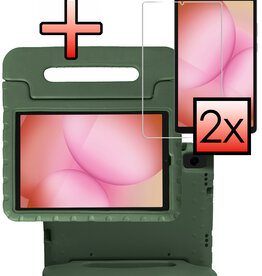 NoXx NoXx Samsung Galaxy Tab A11 Kinderhoes Met 2x Screenprotector - Donkergroen
