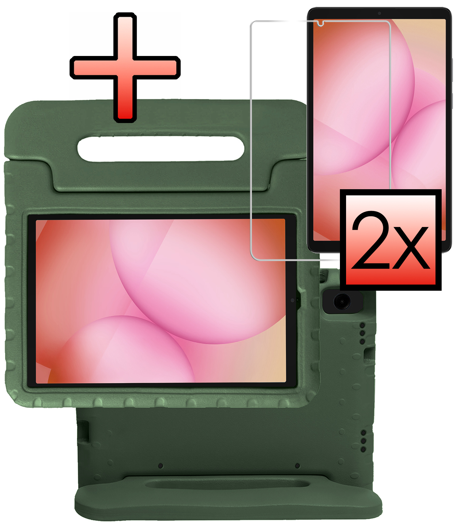 NoXx NoXx Samsung Galaxy Tab A11 Kinderhoes Met 2x Screenprotector - Donkergroen
