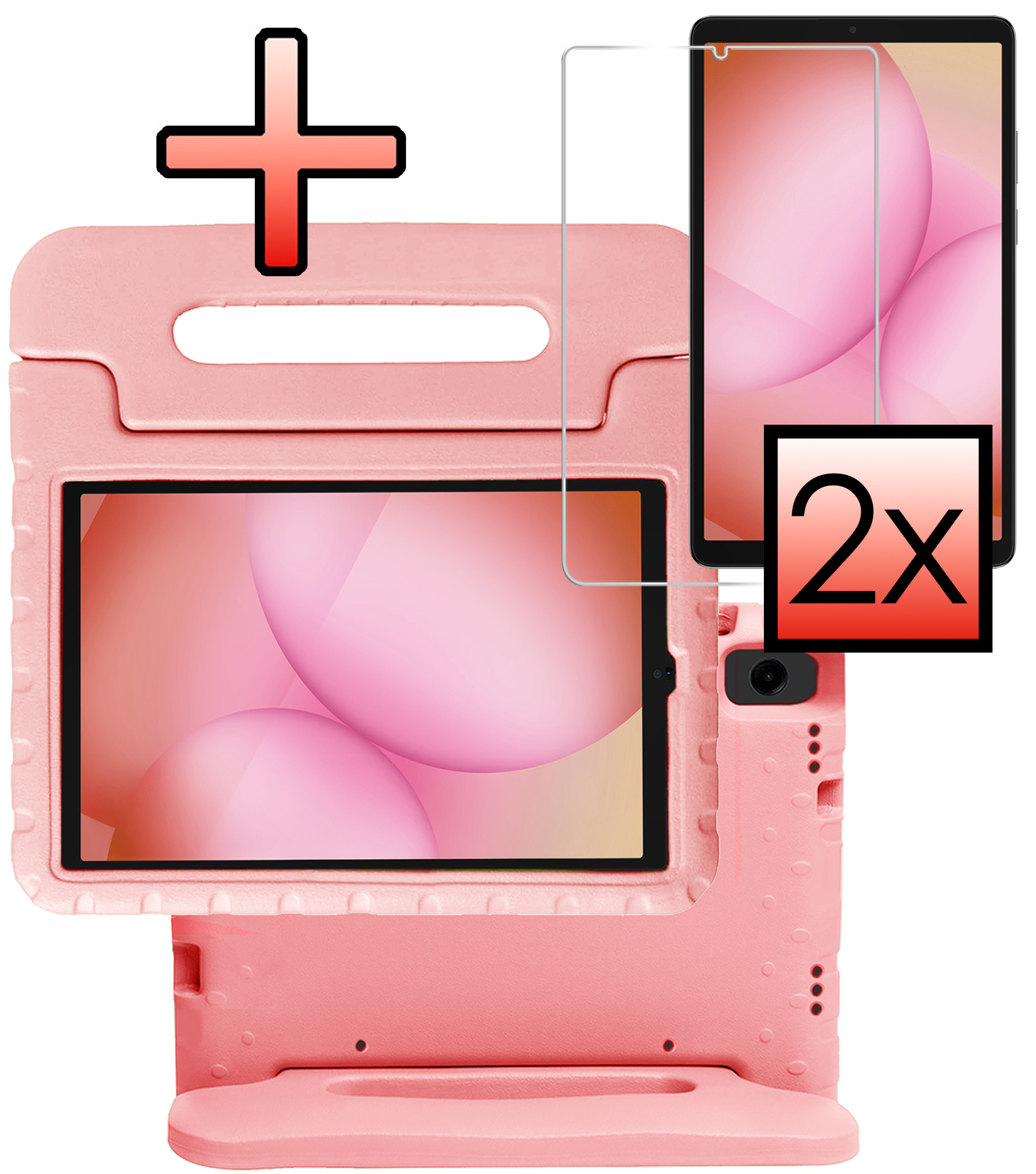 NoXx NoXx Samsung Galaxy Tab A11 Kinderhoes Met 2x Screenprotector - Zalm