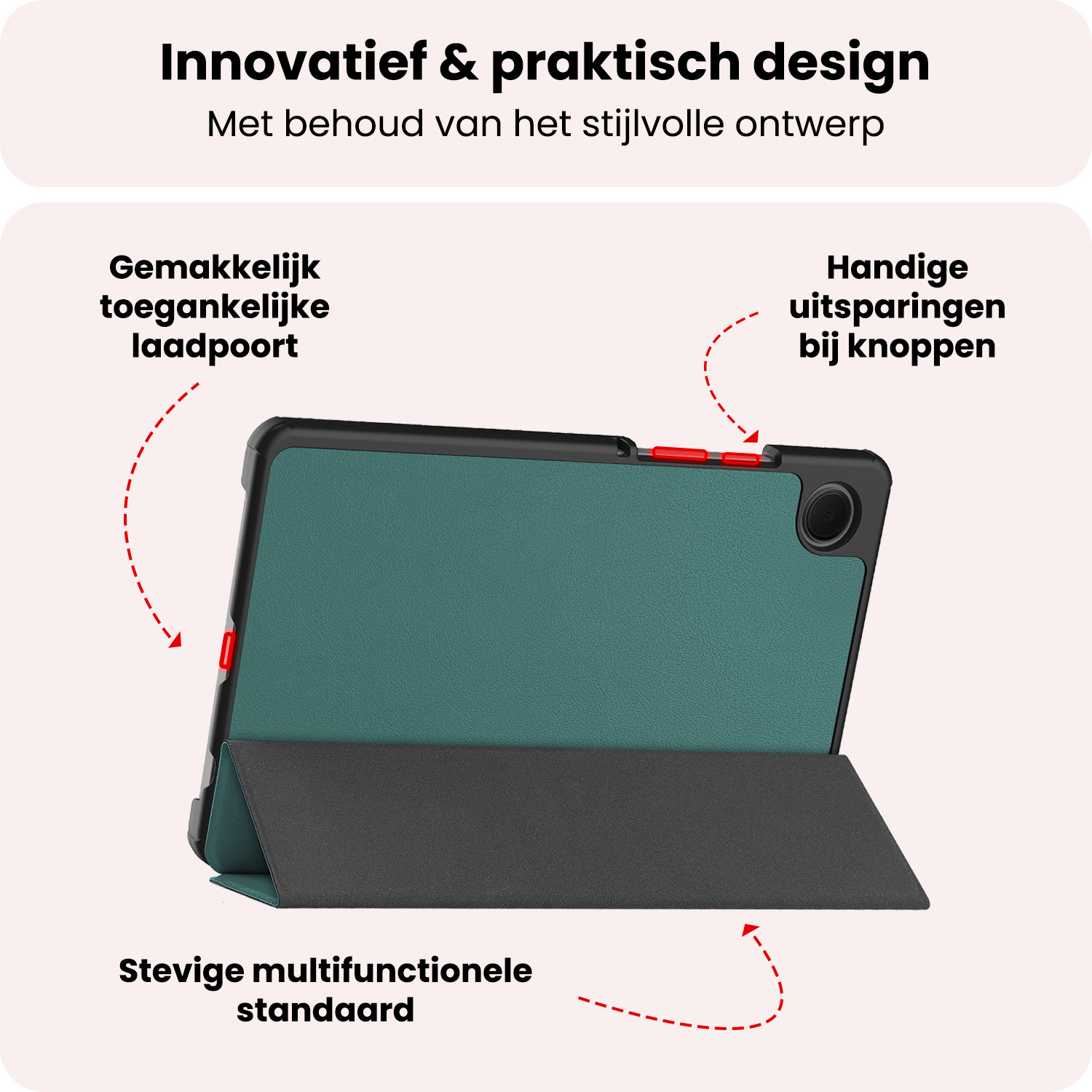 NoXx NoXx Samsung Galaxy Tab A11 Hoes Met Screenprotector - Donkergroen