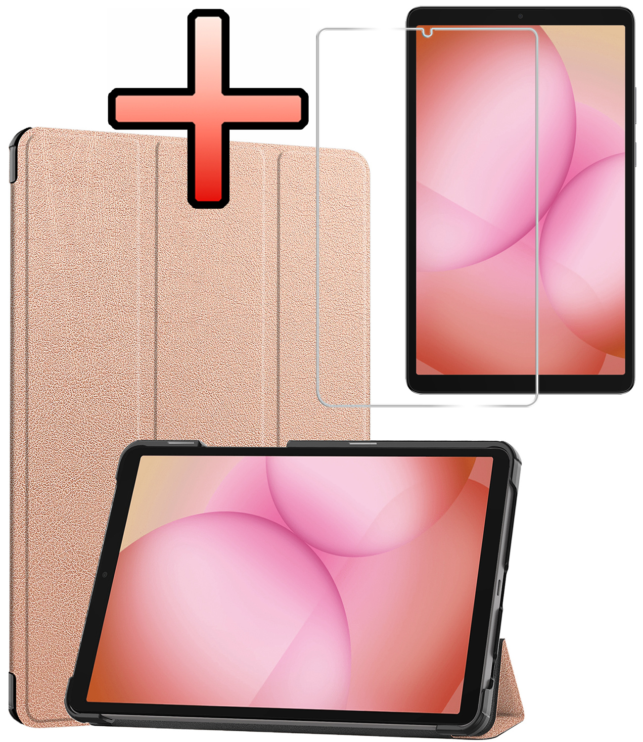 NoXx NoXx Samsung Galaxy Tab A11 Hoes Met Screenprotector - Rose Goud