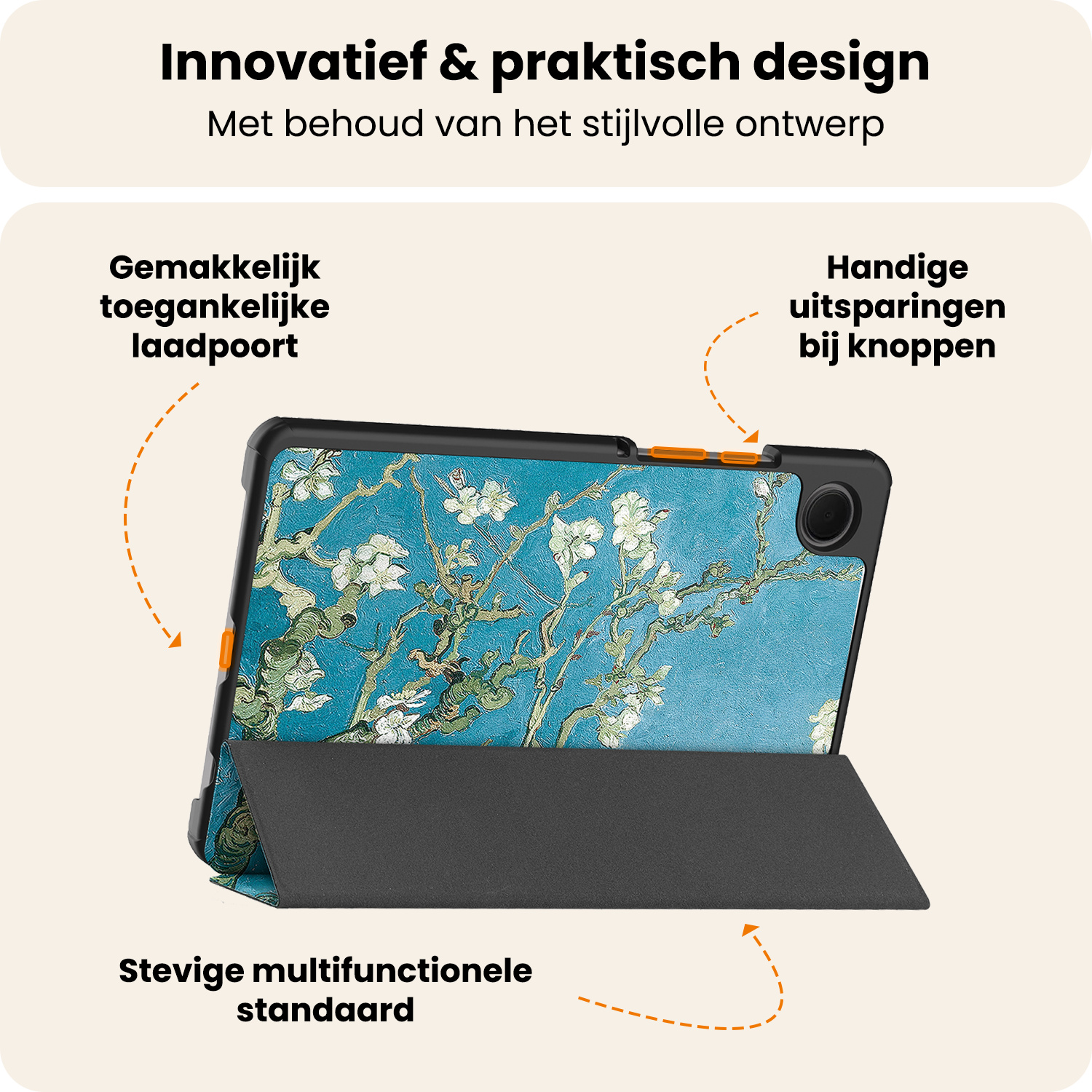 Nomfy Nomfy Samsung Galaxy Tab A11 Hoes Met Screenprotector - Bloesem