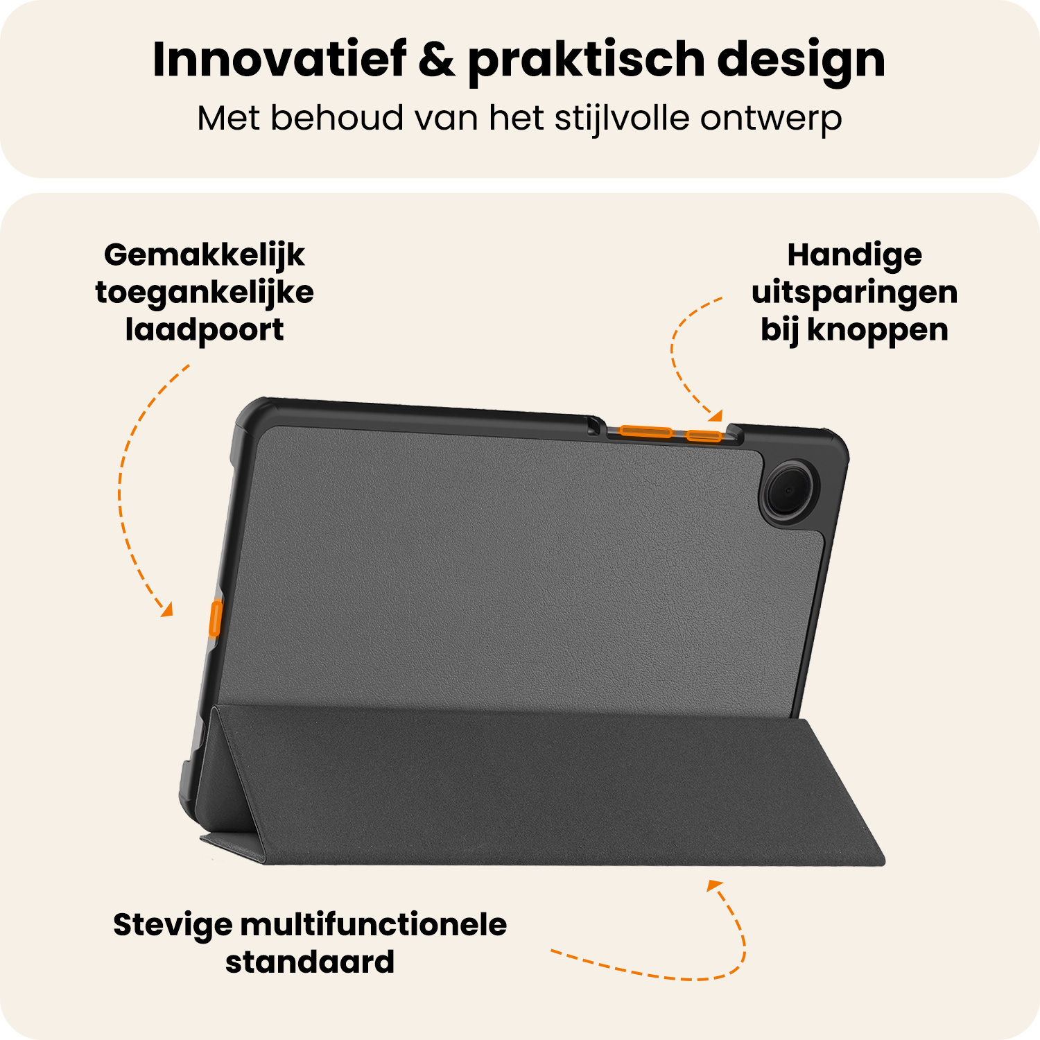Nomfy Nomfy Samsung Galaxy Tab A11 Hoes Met Screenprotector - Grijs