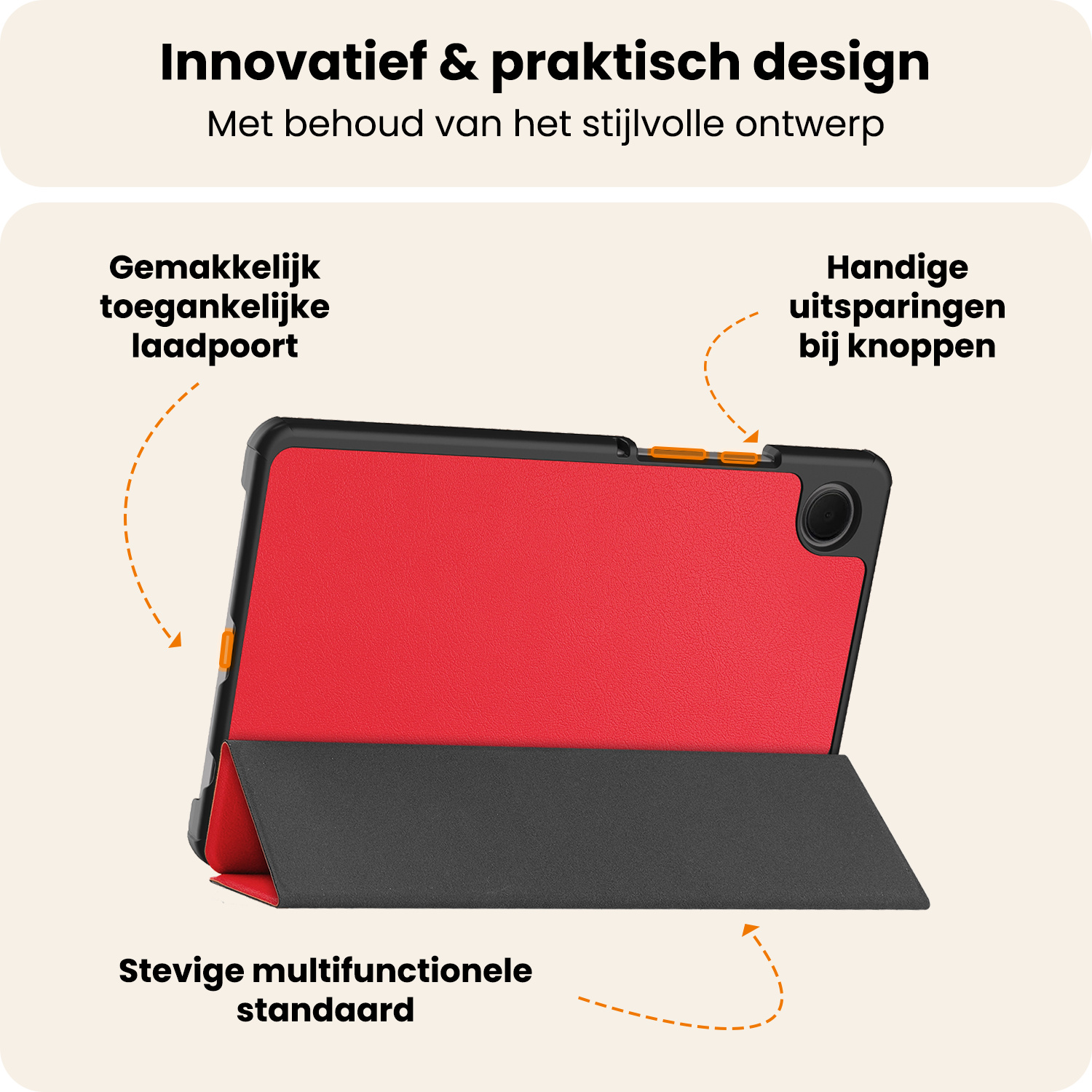 Nomfy Nomfy Samsung Galaxy Tab A11 Hoes Met Screenprotector - Rood