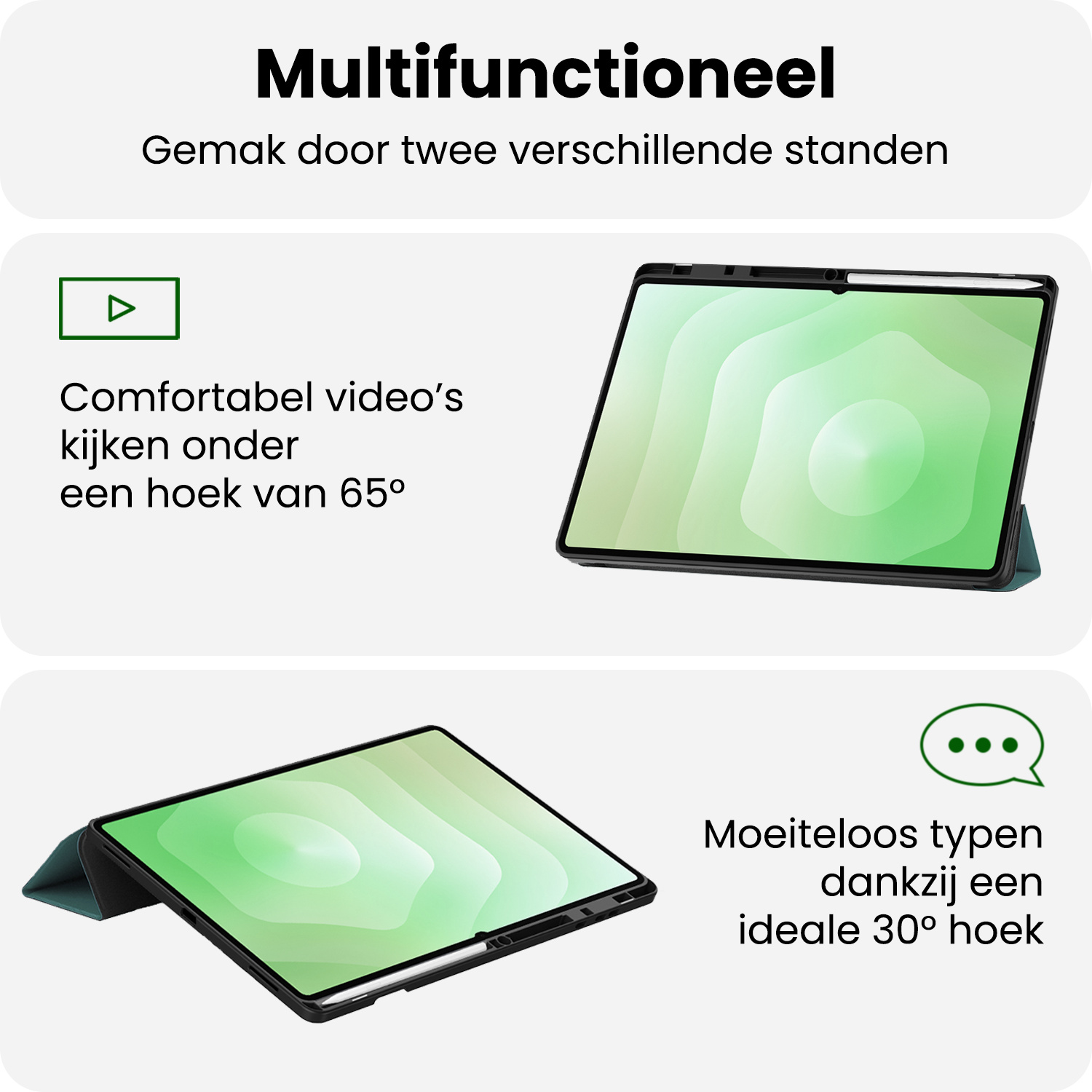 BASEY. BASEY. Samsung Galaxy Tab S11 Ultra Hoesje Met Uitsparing S Pen - Donkergroen