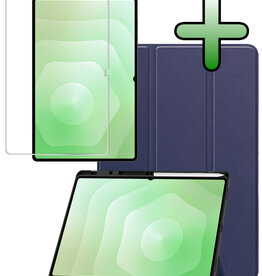 BASEY. BASEY. Samsung Galaxy Tab S11 Ultra Hoesje Met Uitsparing S Pen Met Screenprotector - Donkerblauw