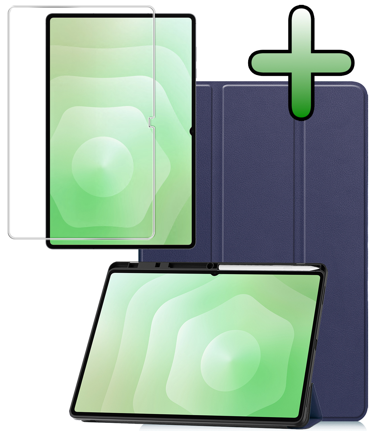 BASEY. BASEY. Samsung Galaxy Tab S11 Ultra Hoesje Met Uitsparing S Pen Met Screenprotector - Donkerblauw