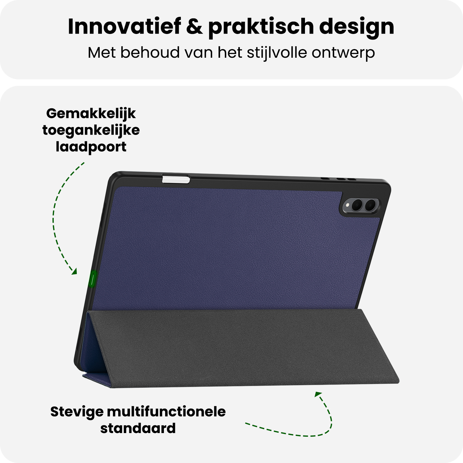 BASEY. BASEY. Samsung Galaxy Tab S11 Ultra Hoesje Met Uitsparing S Pen Met Screenprotector - Donkerblauw