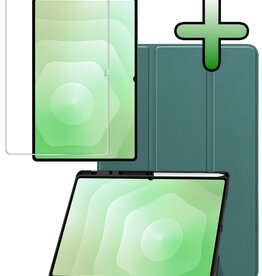 BASEY. BASEY. Samsung Galaxy Tab S11 Ultra Hoesje Met Uitsparing S Pen Met Screenprotector - Donkergroen