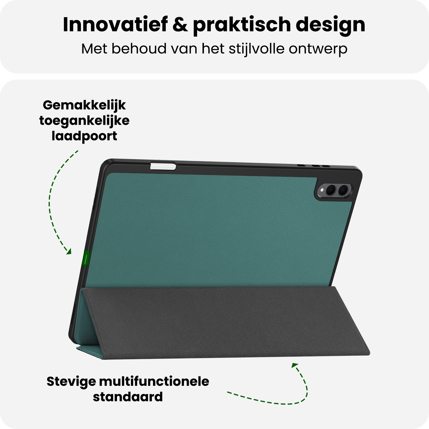 BASEY. BASEY. Samsung Galaxy Tab S11 Ultra Hoesje Met Uitsparing S Pen Met Screenprotector - Donkergroen