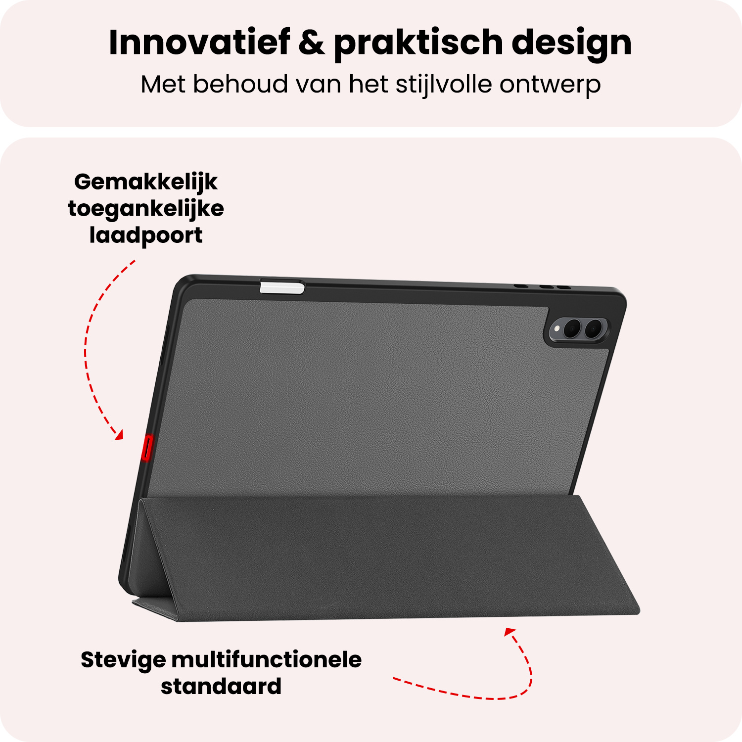 NoXx NoXx Samsung Galaxy Tab S11 Ultra Hoesje Met Uitsparing S Pen - Grijs