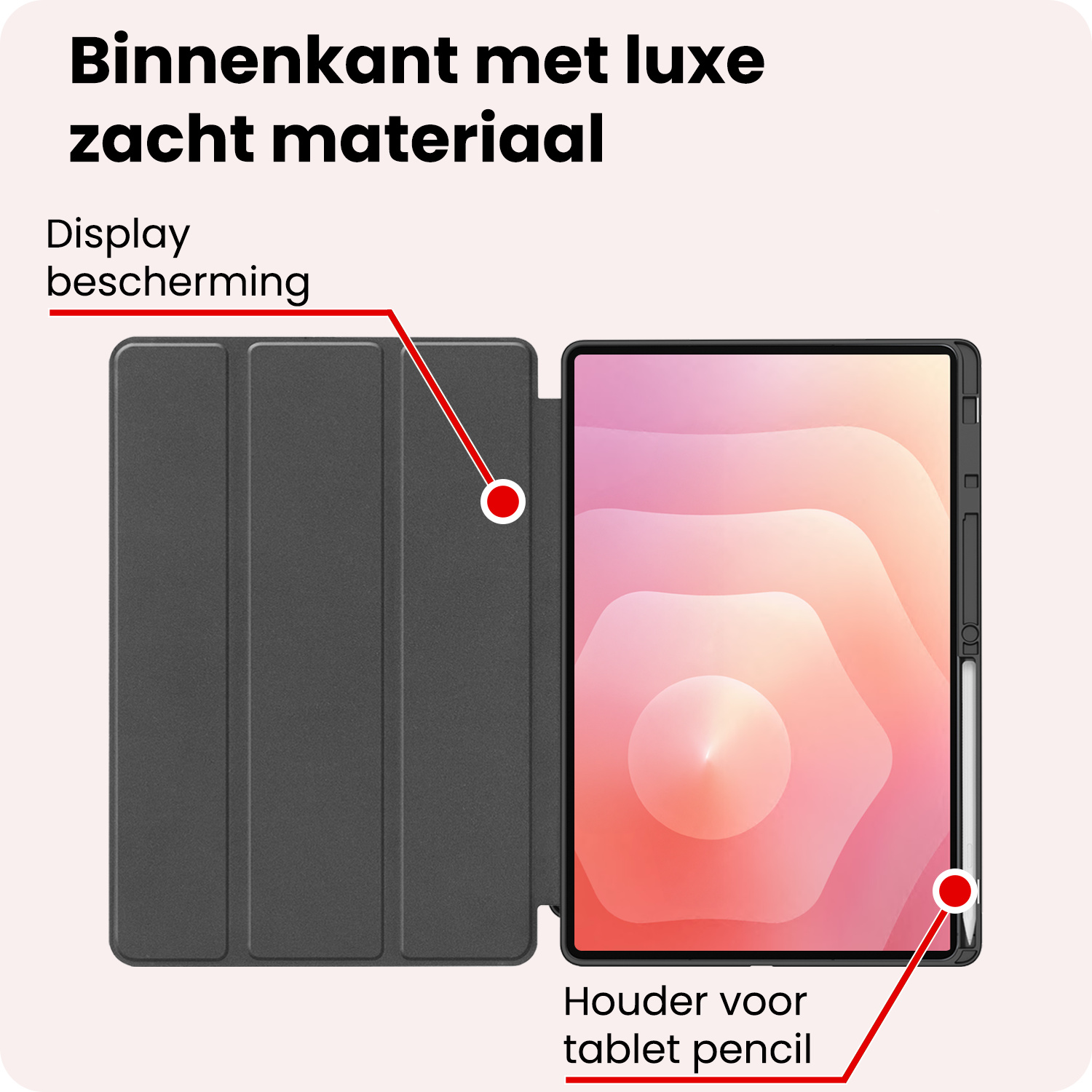 NoXx NoXx Samsung Galaxy Tab S11 Ultra Hoesje Met Uitsparing S Pen - Grijs