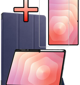 NoXx NoXx Samsung Galaxy Tab S11 Ultra Hoesje Met Uitsparing S Pen Met Screenprotector - Donkerblauw