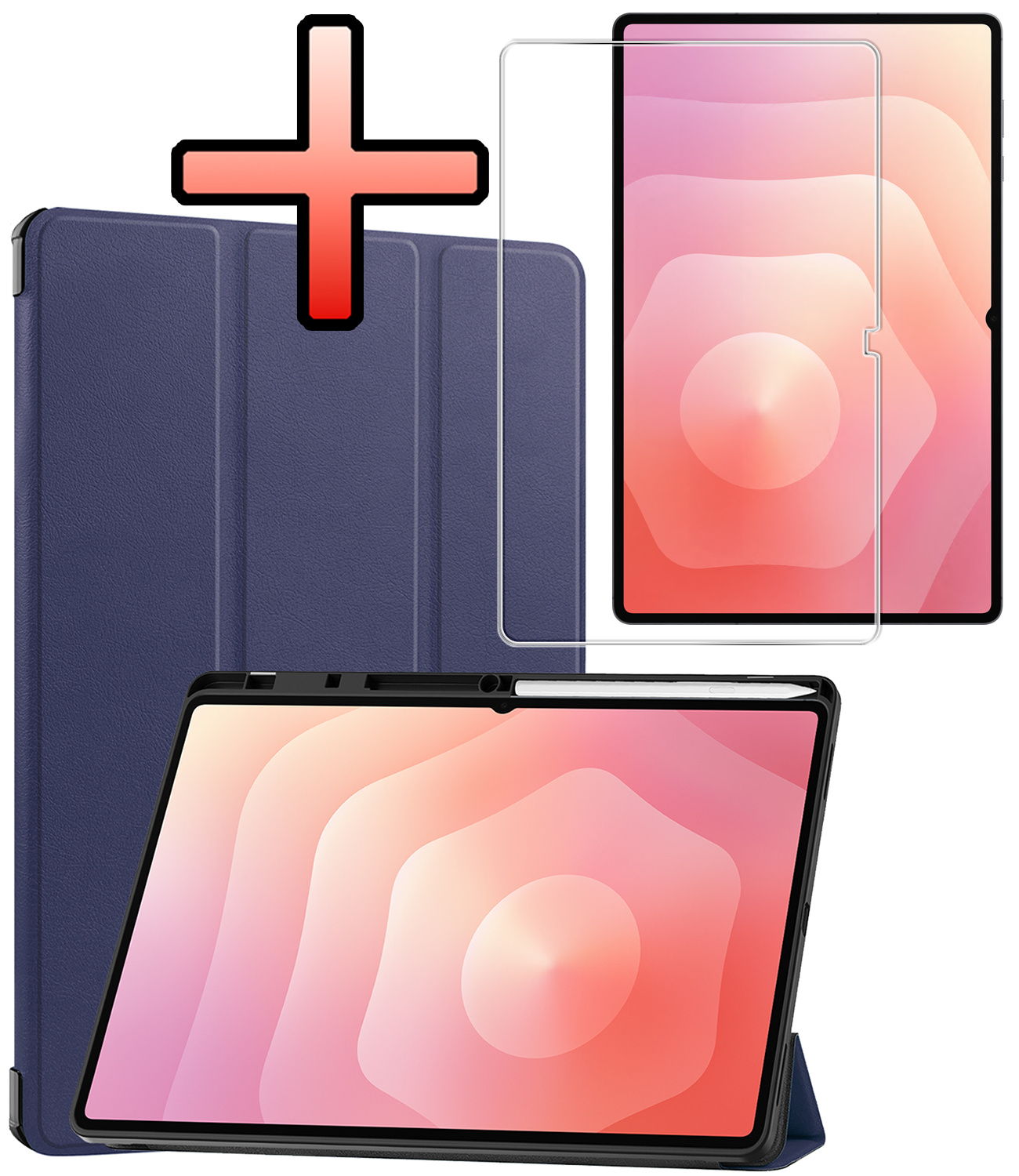 NoXx NoXx Samsung Galaxy Tab S11 Ultra Hoesje Met Uitsparing S Pen Met Screenprotector - Donkerblauw