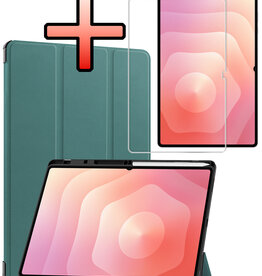 NoXx NoXx Samsung Galaxy Tab S11 Ultra Hoesje Met Uitsparing S Pen Met Screenprotector - Donkergroen