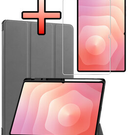 NoXx NoXx Samsung Galaxy Tab S11 Ultra Hoesje Met Uitsparing S Pen Met Screenprotector - Grijs