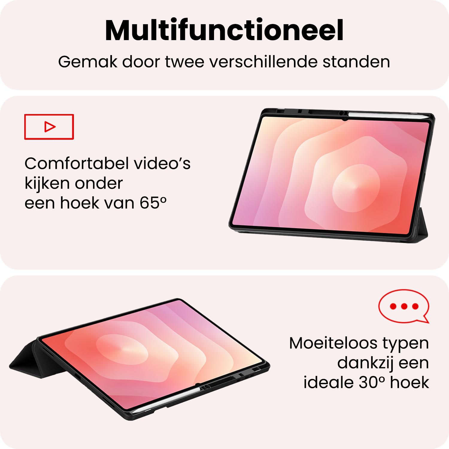 NoXx NoXx Samsung Galaxy Tab S11 Ultra Hoesje Met Uitsparing S Pen Met Screenprotector - Zwart