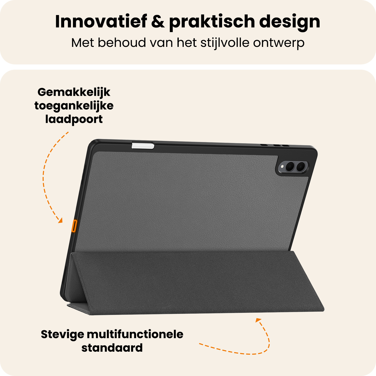 Nomfy Nomfy Samsung Galaxy Tab S11 Ultra Hoesje Met Uitsparing S Pen - Grijs