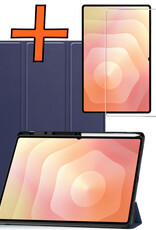 Nomfy Nomfy Samsung Galaxy Tab S11 Ultra Hoesje Met Uitsparing S Pen Met Screenprotector - Donkerblauw